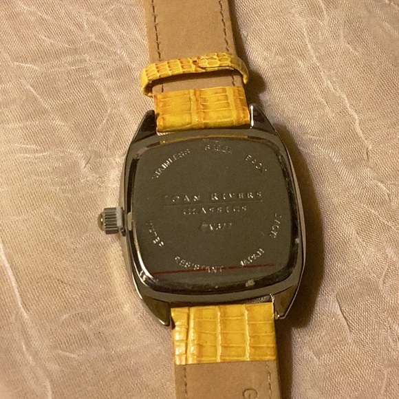 NWOT-Joan Rivers Classic watch with gems & date window & yellow leather band - Picture 4 of 10
